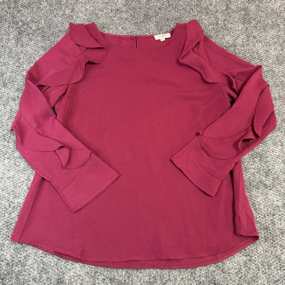 UMGEE Burgundy Flutter Sleeve Blouse Size Medium